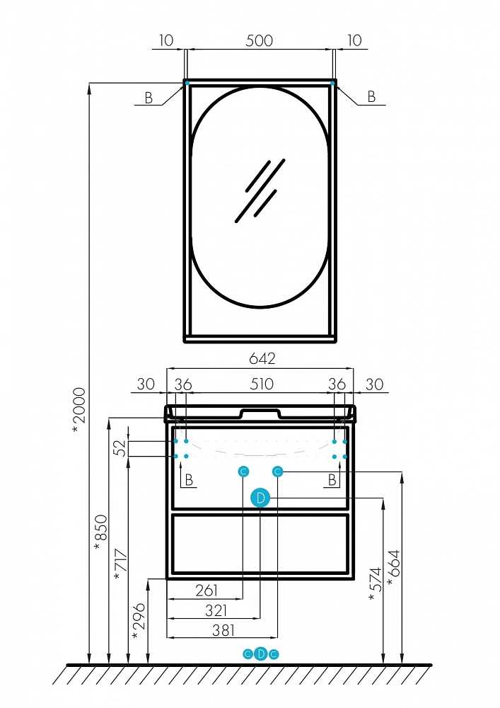 Зеркало Aquaton Лофт Фабрик 50 1A242502LTDY0 дуб кантри - 2