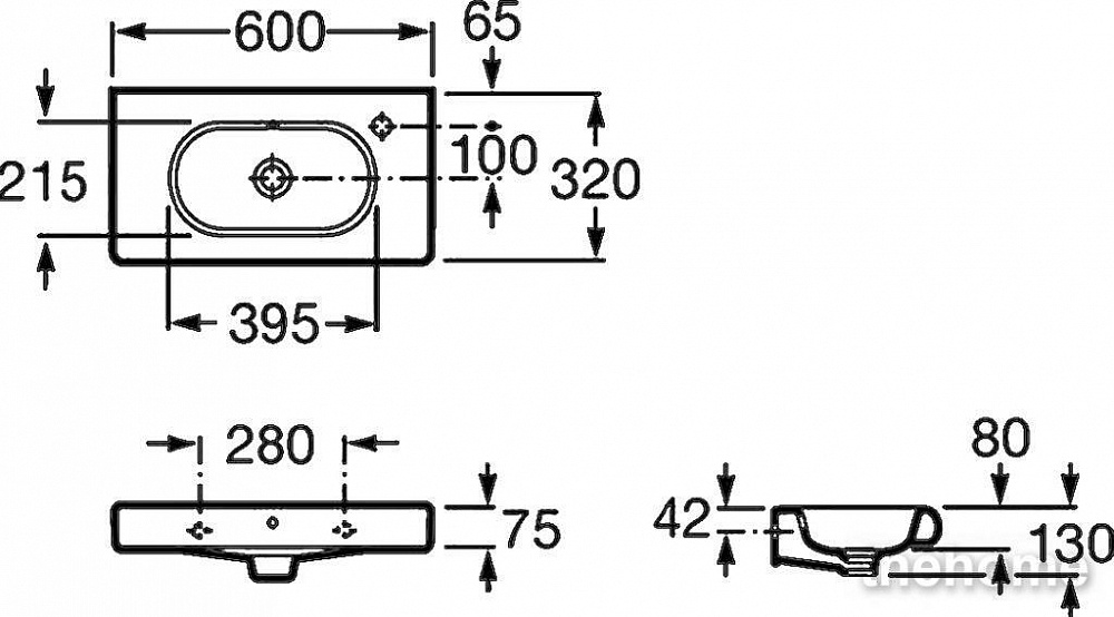 Раковина Roca Meridian 32724T000 60 см, R - 7