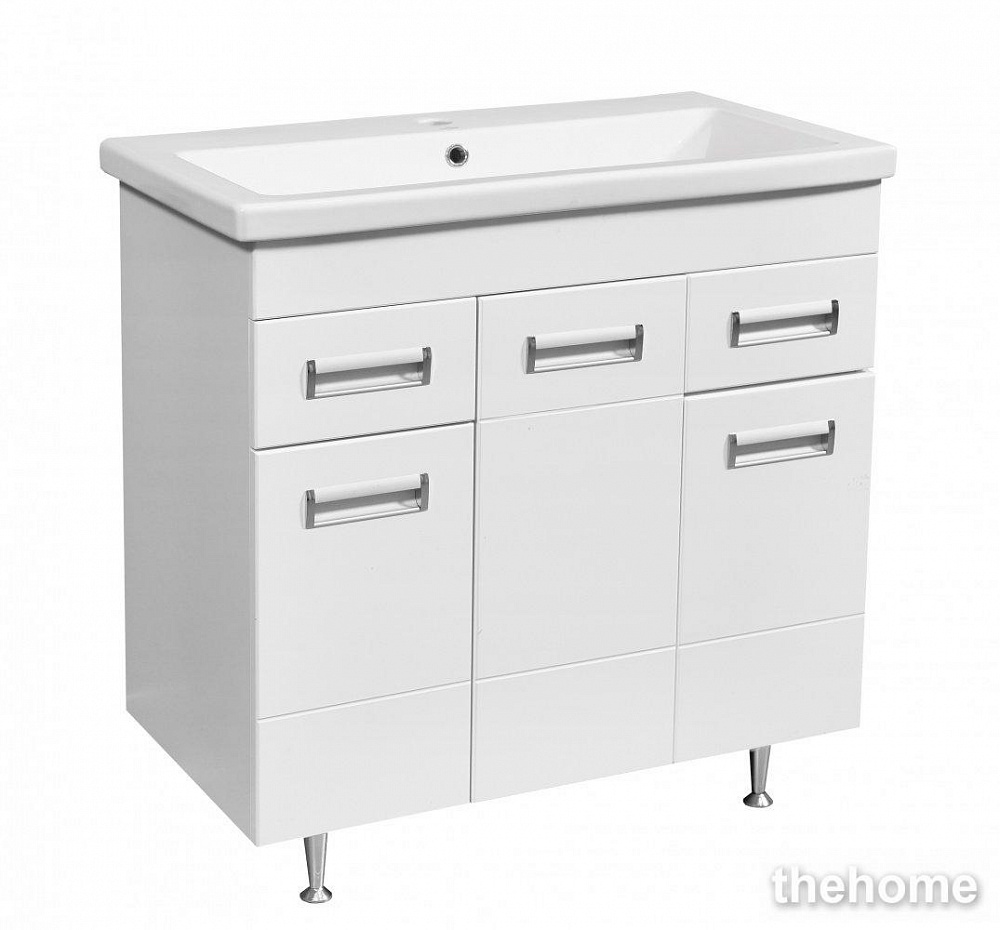 Тумба под раковину Stella Polar Фиора 80 SP-00000213 80 см напольная, 2 ящика, белая - TheHome