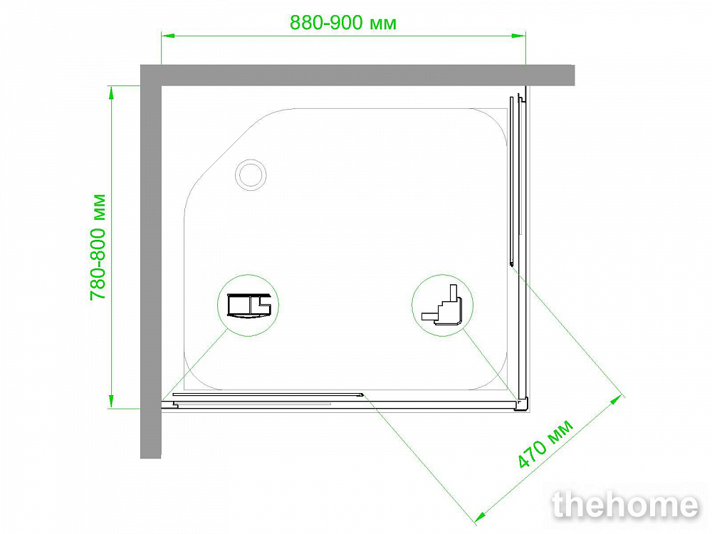 Душевой уголок Royal Bath HPD-T-CH 90х80х185 прозрачное - 2