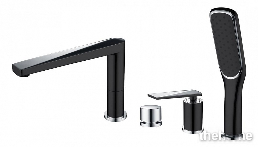 Смеситель Boheme Venturo 370-B врезной на борт ванны, черный-хром - TheHome