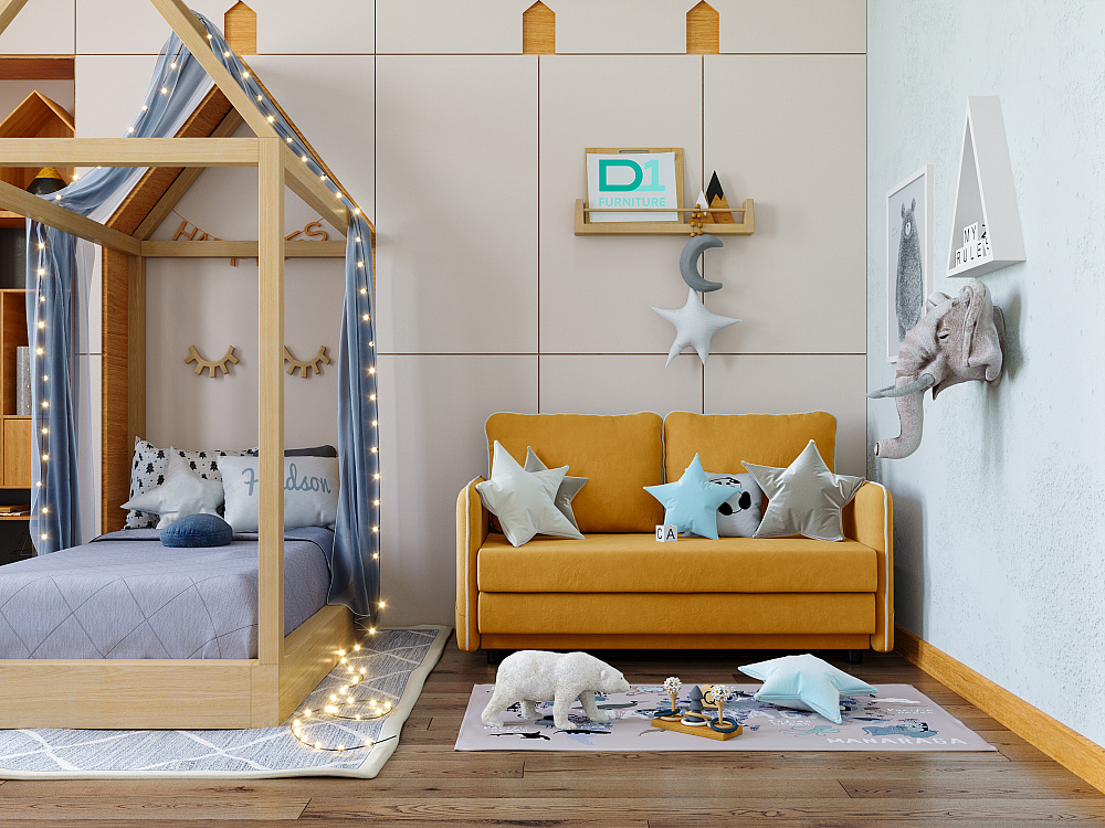 Диван прямой DeeOne Слим Kids AAA41390001 желтый - 2