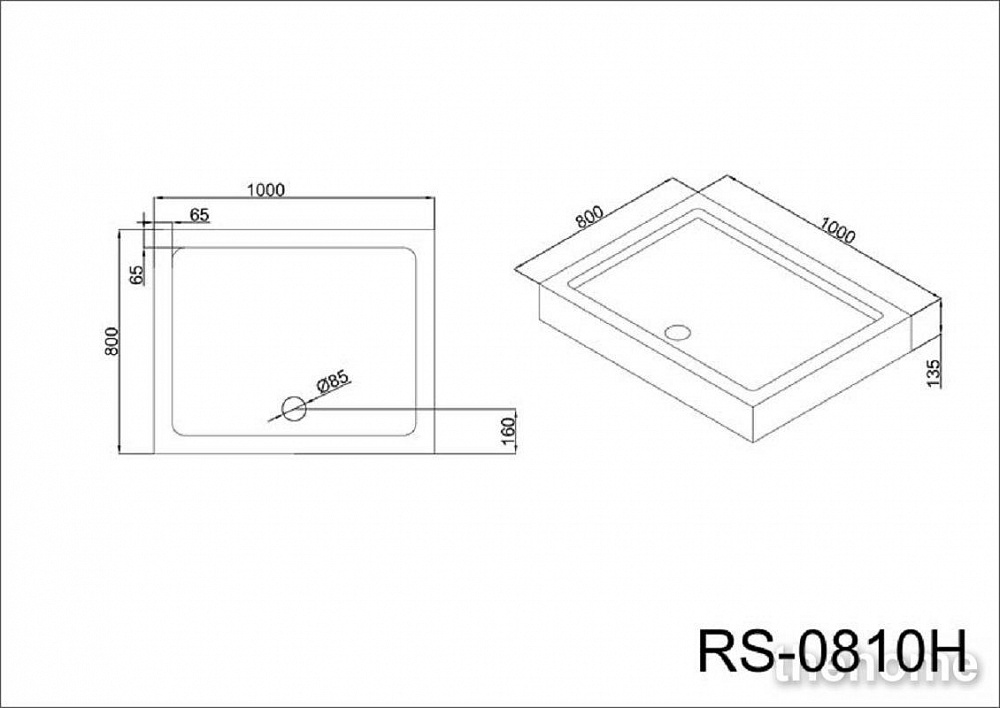 Душевой поддон Black&White Stellar Wind Easy Plumb RS-0810H 80x100x135см - 2