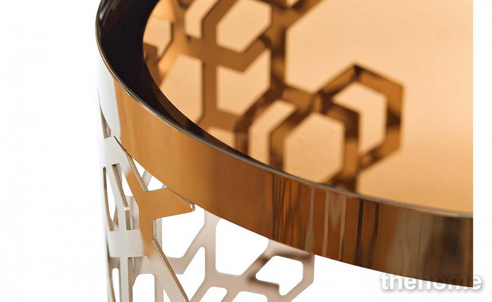 13RXCT8012-GOLD Стол журнальный стекло коричн./роз.зол. 90*90*40 Garda Decor - 2