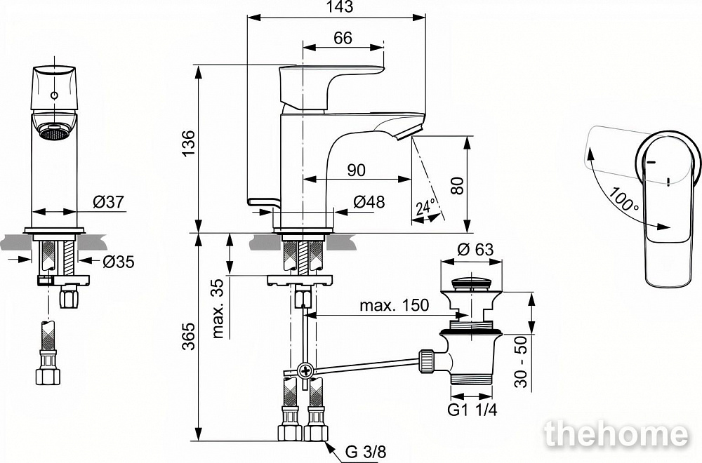 Смеситель для раковины Ideal Standard CONNECT AIR A7017AA - 2