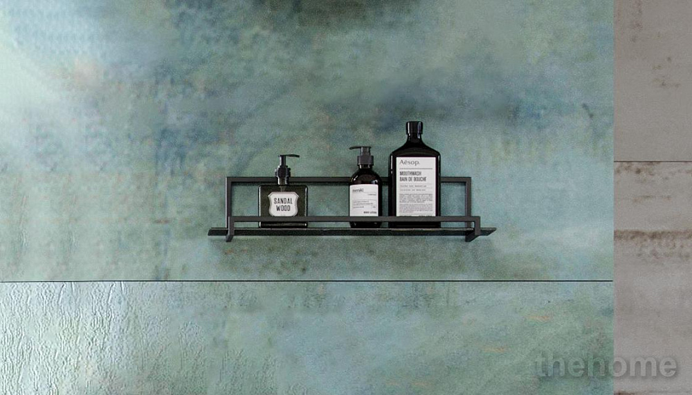 Полка металлическая со стеклом Gelou 45 Black, pkGEL.45-54 - TheHome