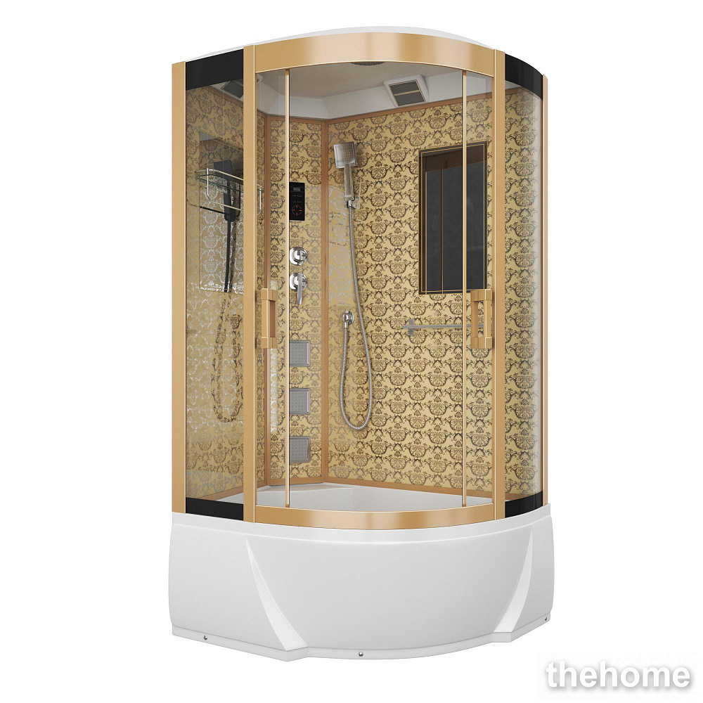 Душевая кабина Niagara NG-7712GR 120x80 см правая с гидромассажем стенки золото - TheHome