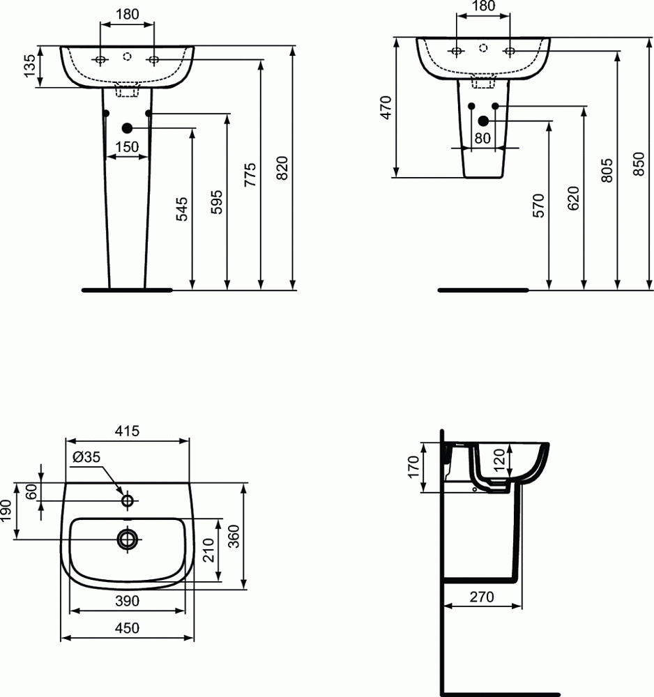Раковина 45 см Ideal Standard Esedra T281101, белый - 2