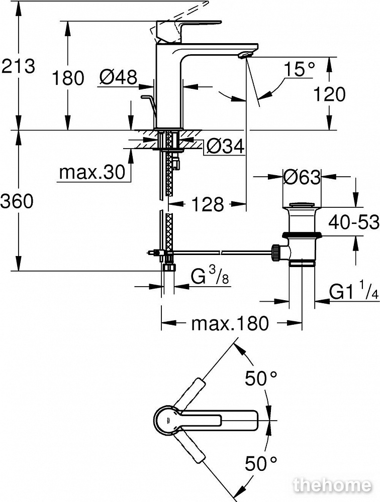 Смеситель Grohe Lineare New 32114001 для раковины, хром - 6
