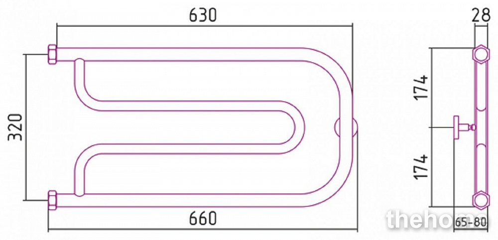 Полотенцесушитель водяной Сунержа Гусли 32 x 65 см, 00-0009-3265, хром - 4