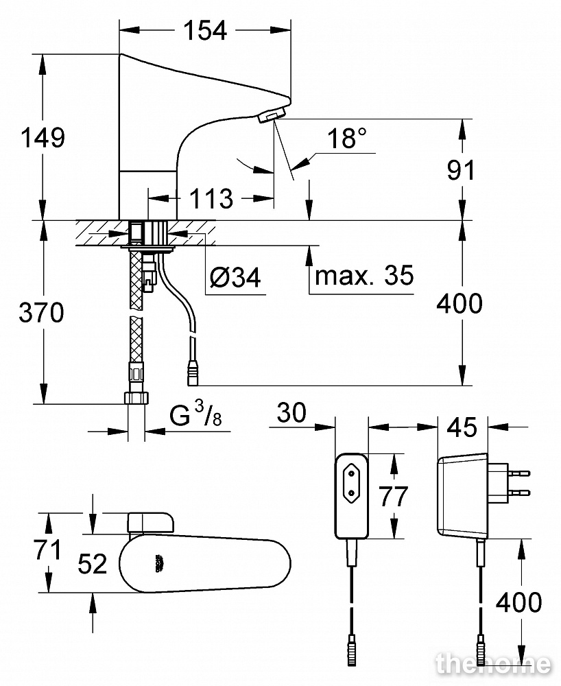 Смеситель Grohe Europlus E для раковины 36015001 хром - 4
