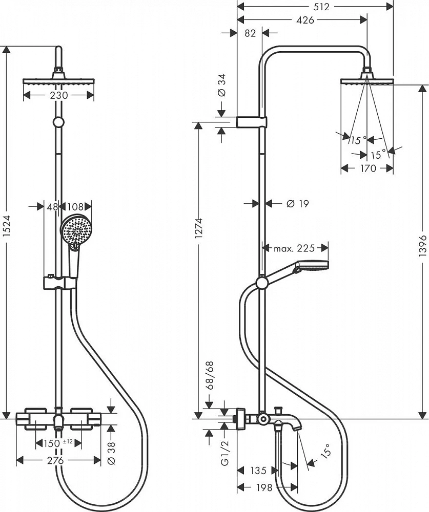 Душевая стойка Hansgrohe Vernis Shape Showerpipe 230 1jet 26284000, хром - 2