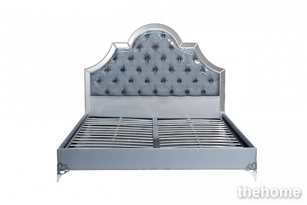 KFC1096 Кровать с зеркальн. вставками серо-гол. 1870*2075*1500мм Garda Decor - TheHome
