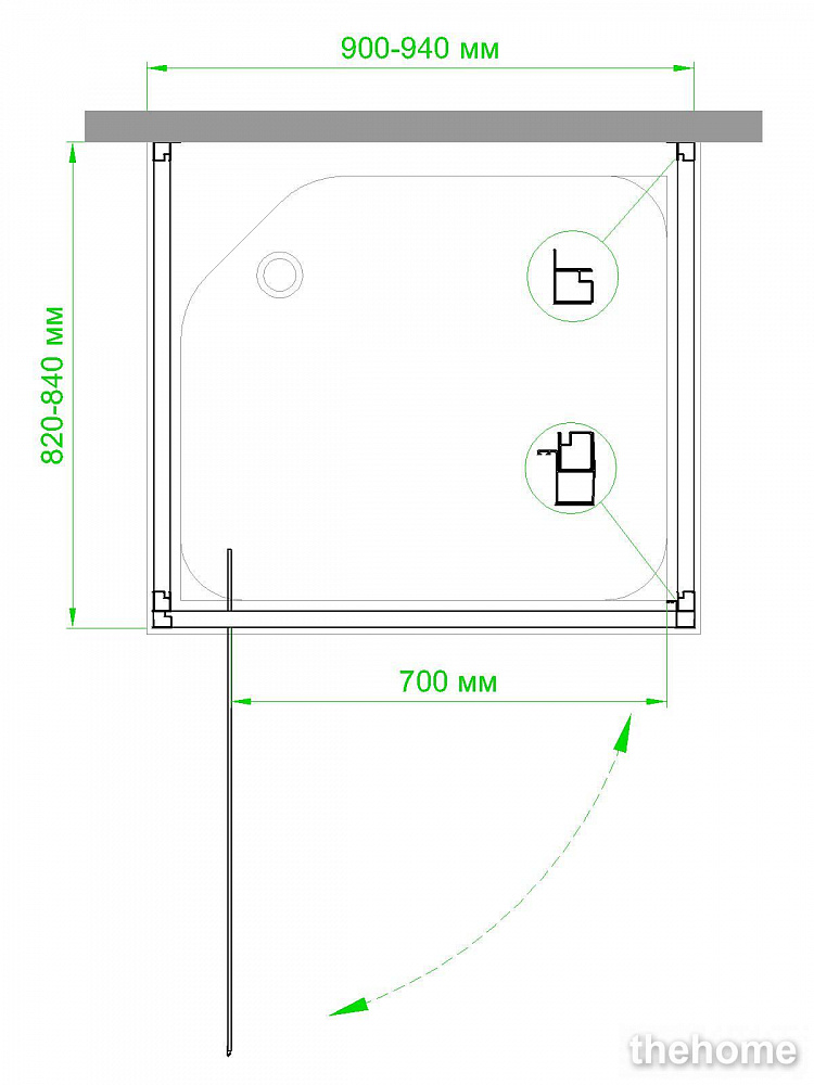 Душевой уголок Royal Bath HV-C-CH-P 90x80x185 рифленое - 3