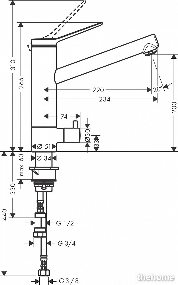 Смеситель Hansgrohe Zesis M33 74807000 для кухонной мойки, хром - 2