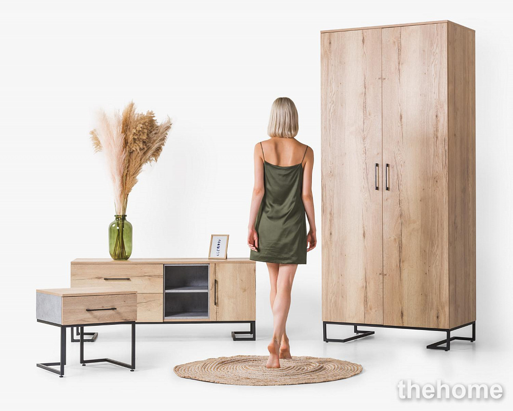 Тумба прикроватная R-Home Loft Дуб натур/Бетон - 2