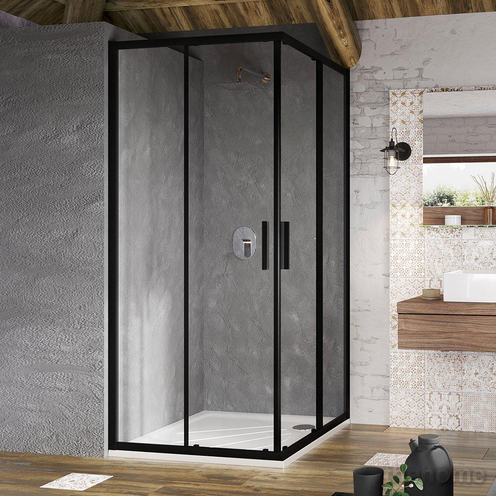 Душевой уголок Ravak Blix Slim BLSRV2-90 черный+Transparent X1LM70300Z1 - TheHome