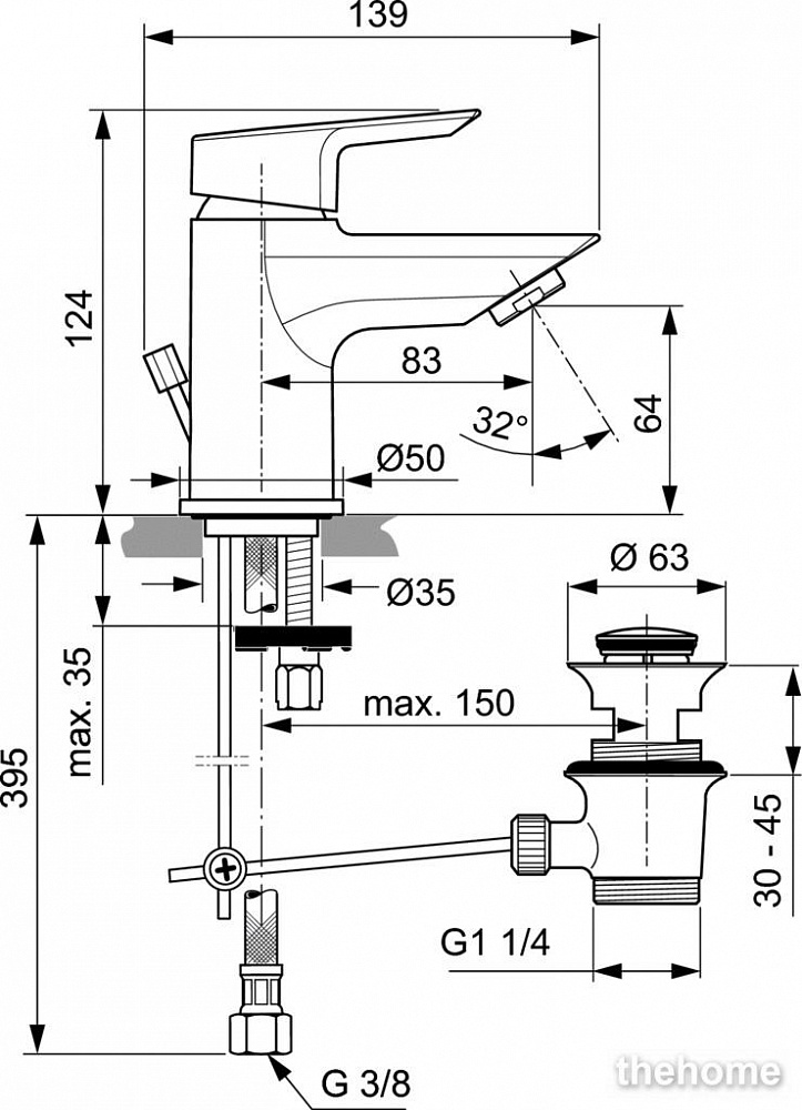 Смеситель для раковины Ideal Standard TESI A6566AA - 3