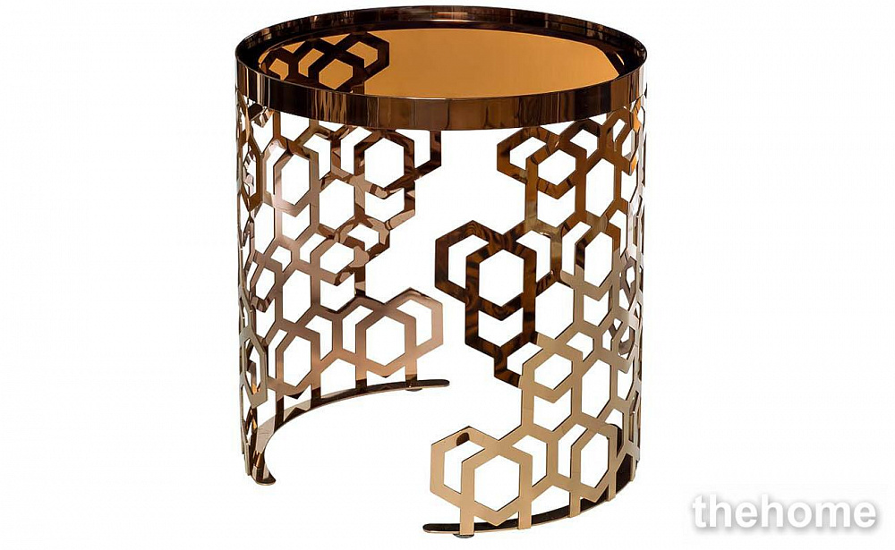 13RXET8011-GOLD Стол журнальный стекло коричн./роз.зол d50*50см Garda Decor - TheHome