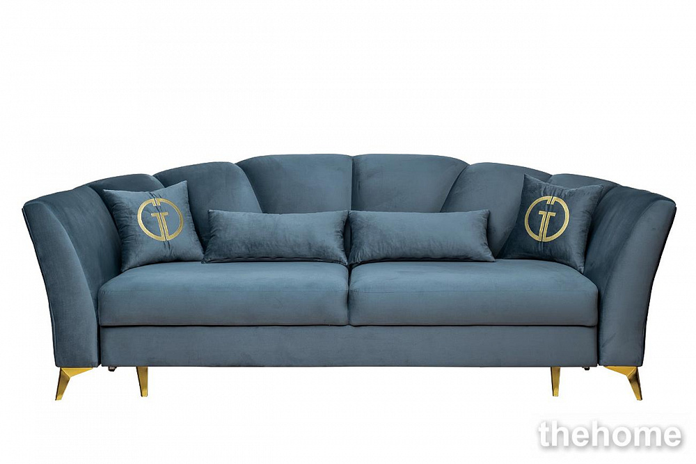 Диван Annette трехместный раскл(Пума),велюр бирюз.Riv87/зол 250*100*95 Garda Decor - TheHome