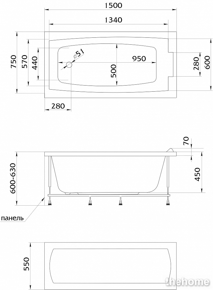 Акриловая ванна 1MarKa Gracia 160x95 R - 6
