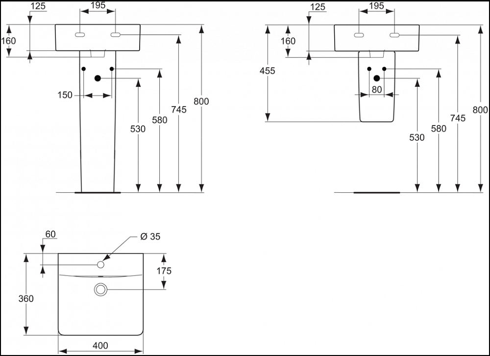 Раковина Ideal Standard Connect Cube E803301 40 см - 2
