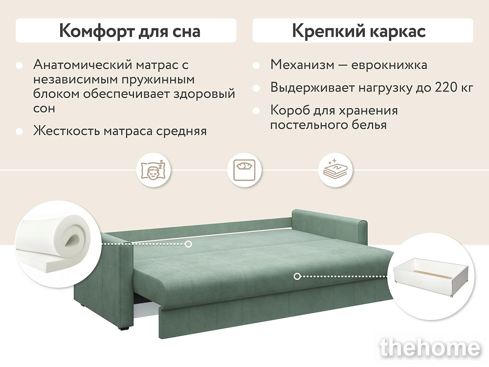 Диван прямой DeeOne Римини AAA4046012 мятный - 5