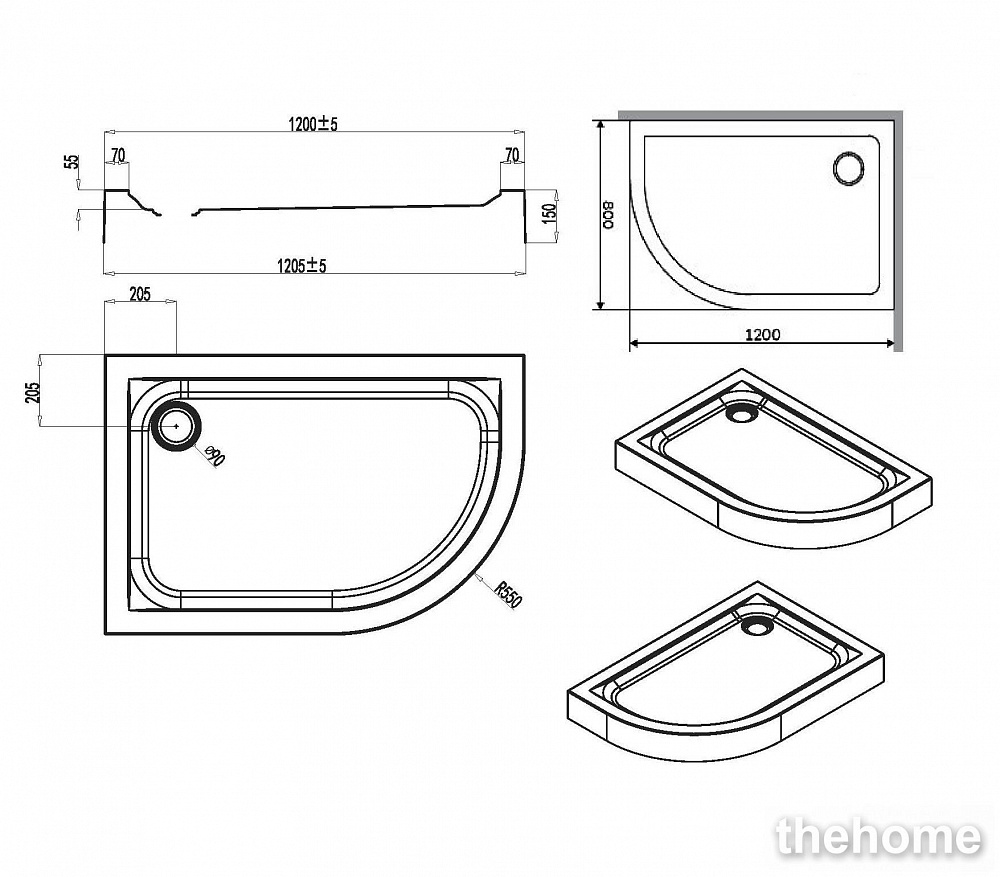 Душевой поддон Am.Pm Like 120x80 W83T-302R120W - 4