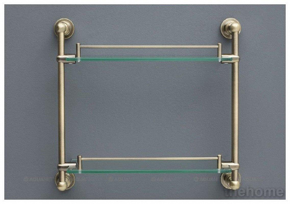 Полочка стеклянная Aquanet 3852, 43 см, двухъярусная, бронза - 3