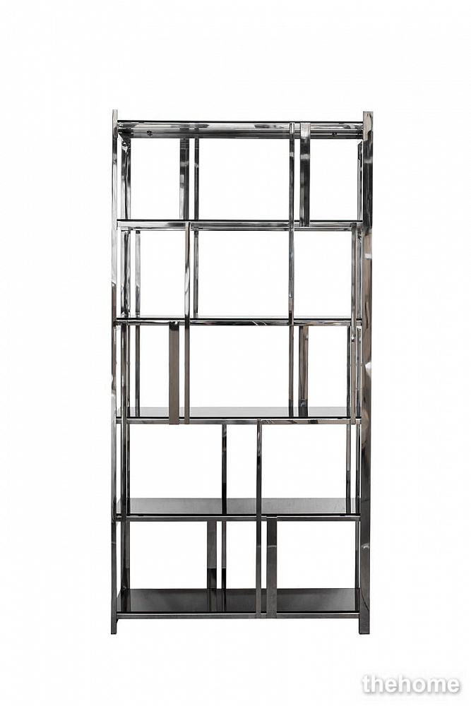 13RXSH3052-SILVER Стеллаж стекло черн./серебро 100*38*200см Garda Decor - TheHome