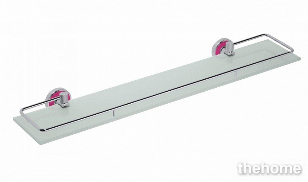 Полка стеклянная Bemeta Trend-i 104102208f 60 x 13 x 5.2 см с рельсами, хром, розовый - TheHome