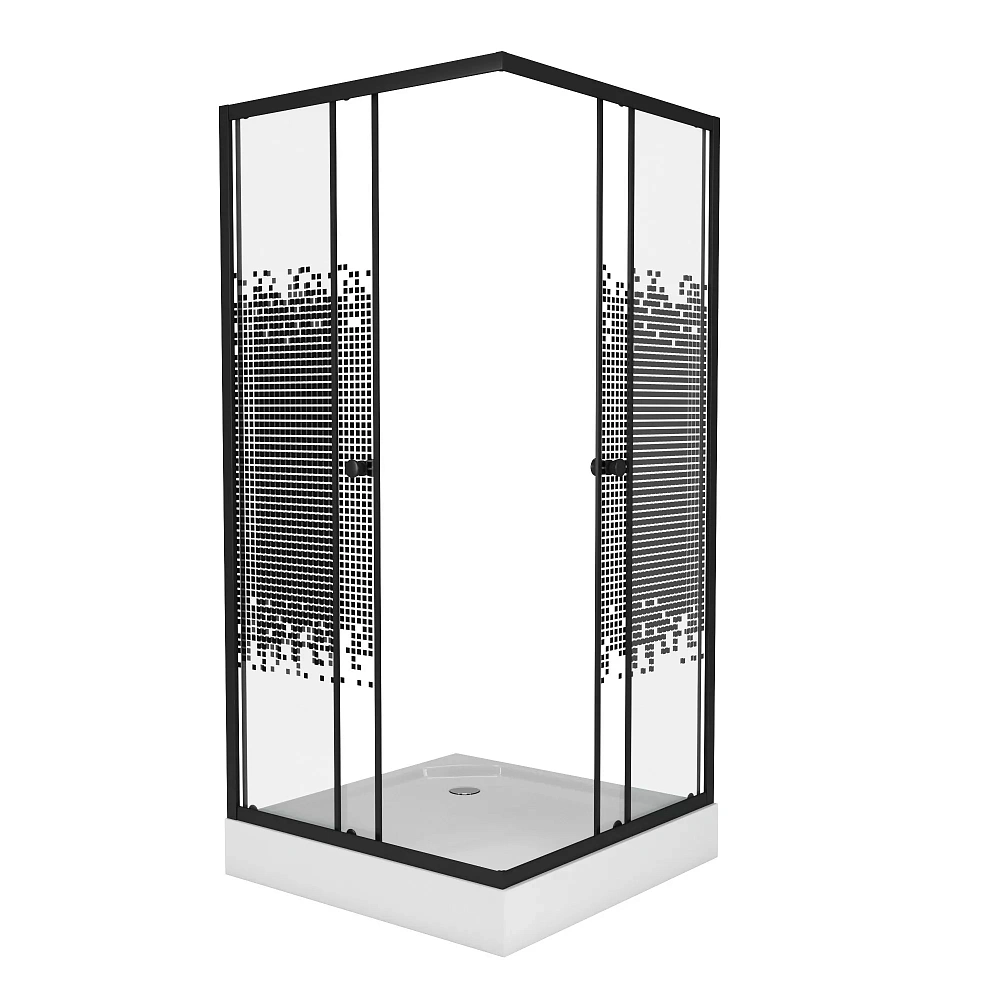 Душевой уголок Niagara Eco NG-008-14Q BLACK 80х80х195 стекло мозаика - TheHome