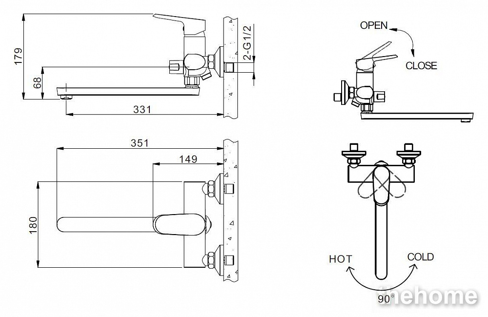 Смеситель Bravat Pure F6105161C-01A универсальный - 3