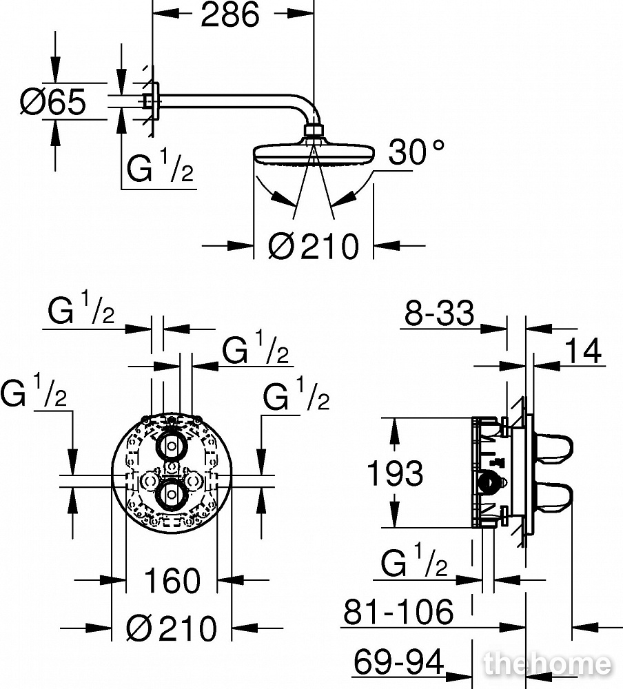 Душевой комплект Grohe Grohtherm 1000 34582001 с внутренней частью - 6