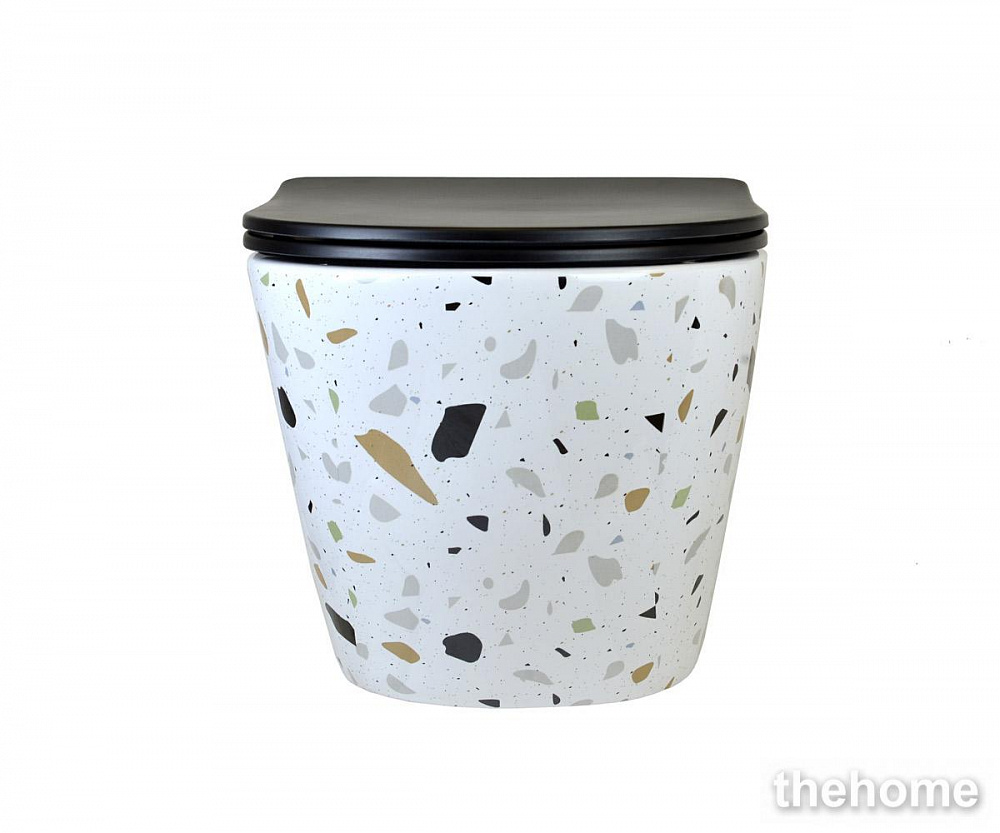 Унитаз подвесной безободковый Bronze de Luxe Terrazzo, крышка черная 2092-B - 2