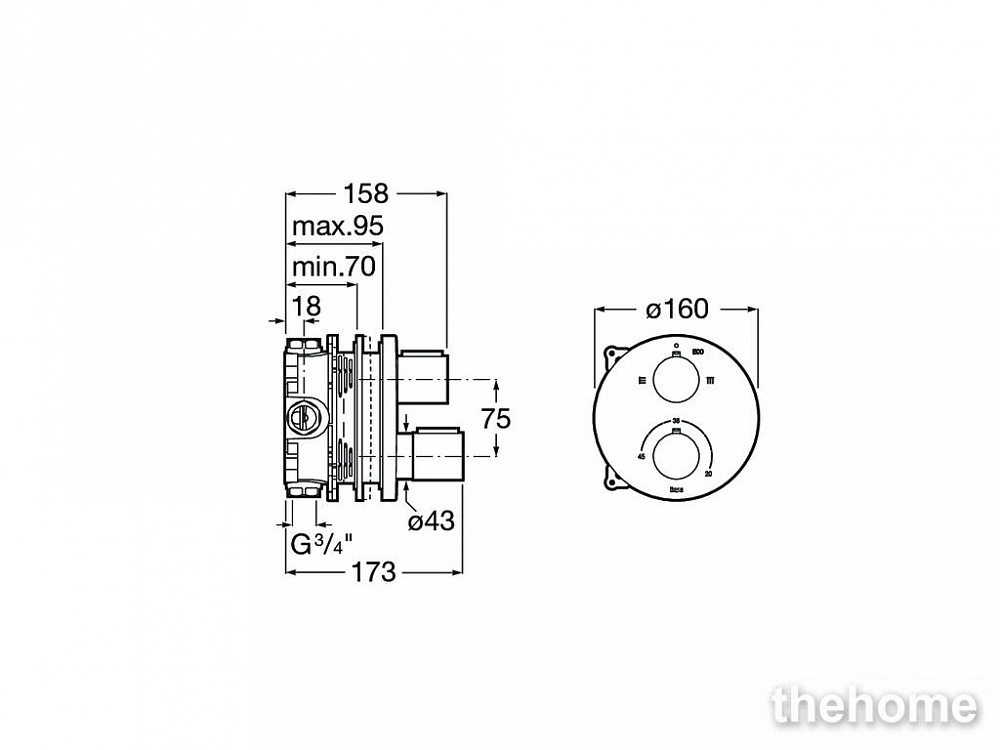 Смеситель Roca T-1000 5A0C09C00 для ванны с душем, хром - 2