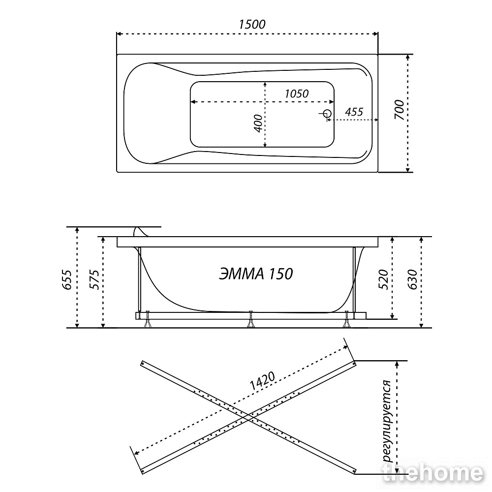 Акриловая ванна Triton Эмма 150x70 - 3