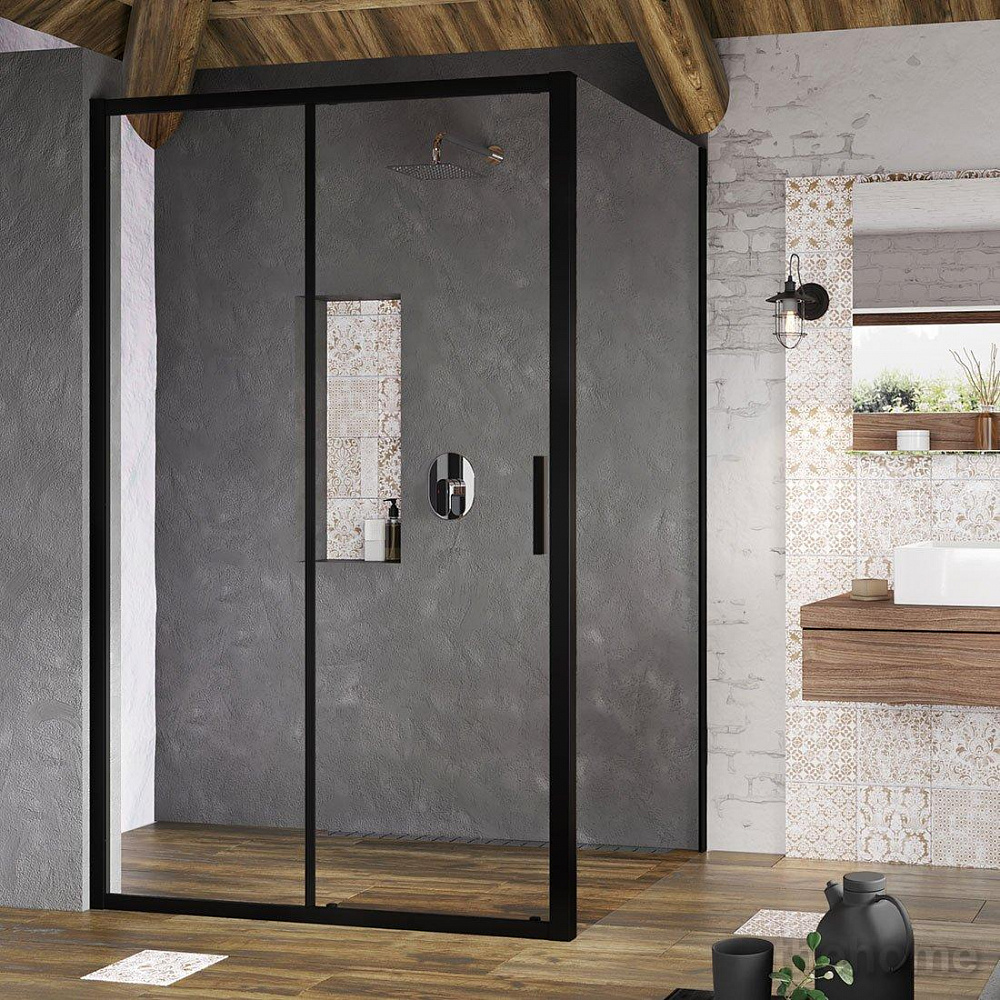Душевая перегородка Ravak Blix Slim BLSPS-90 черный+Transparent X9BM70300Z1 - TheHome