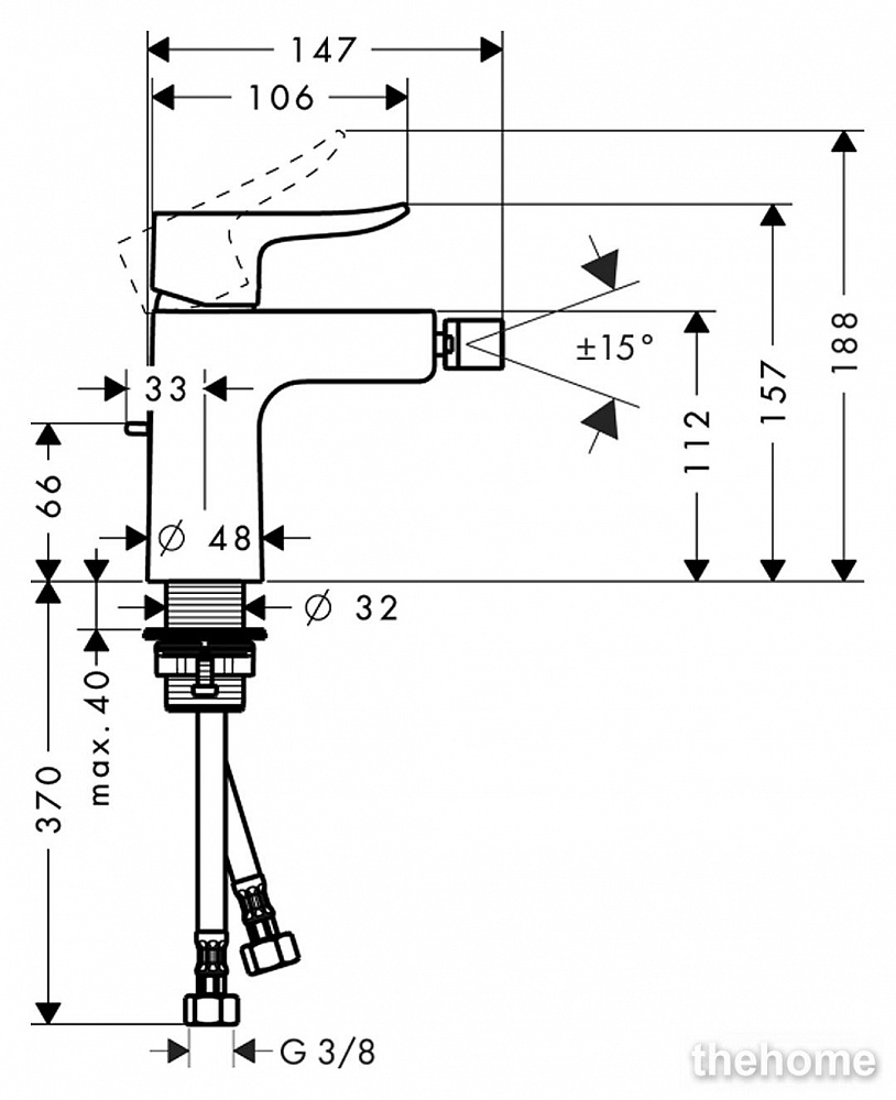 Смеситель Hansgrohe Metris для биде 31280000 хром - 5