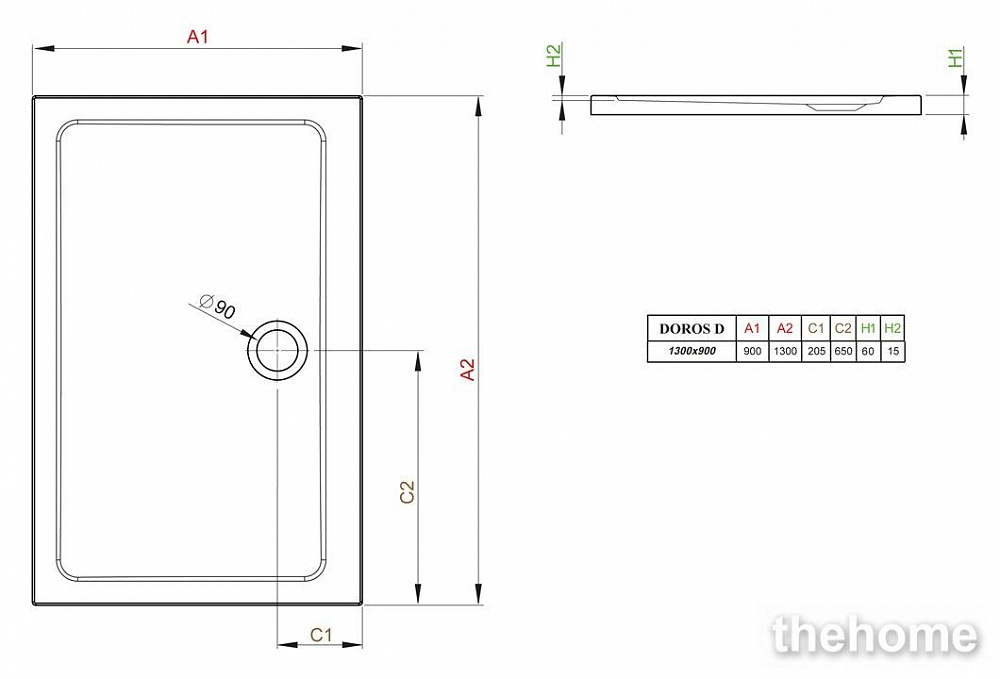 Душевой поддон Radaway Doros D 90x130 - 3