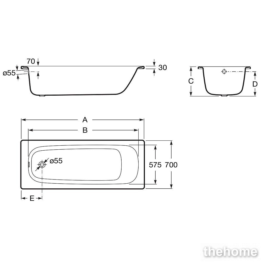 Стальная ванна Roca Contesa 120х70 см 212D06001 - 2