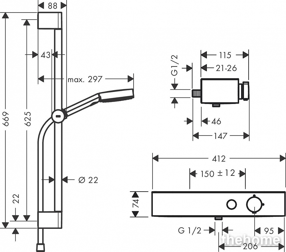 Душевой гарнитур Hansgrohe Pulsify Select S 105 3jet 24260000, хром - 2