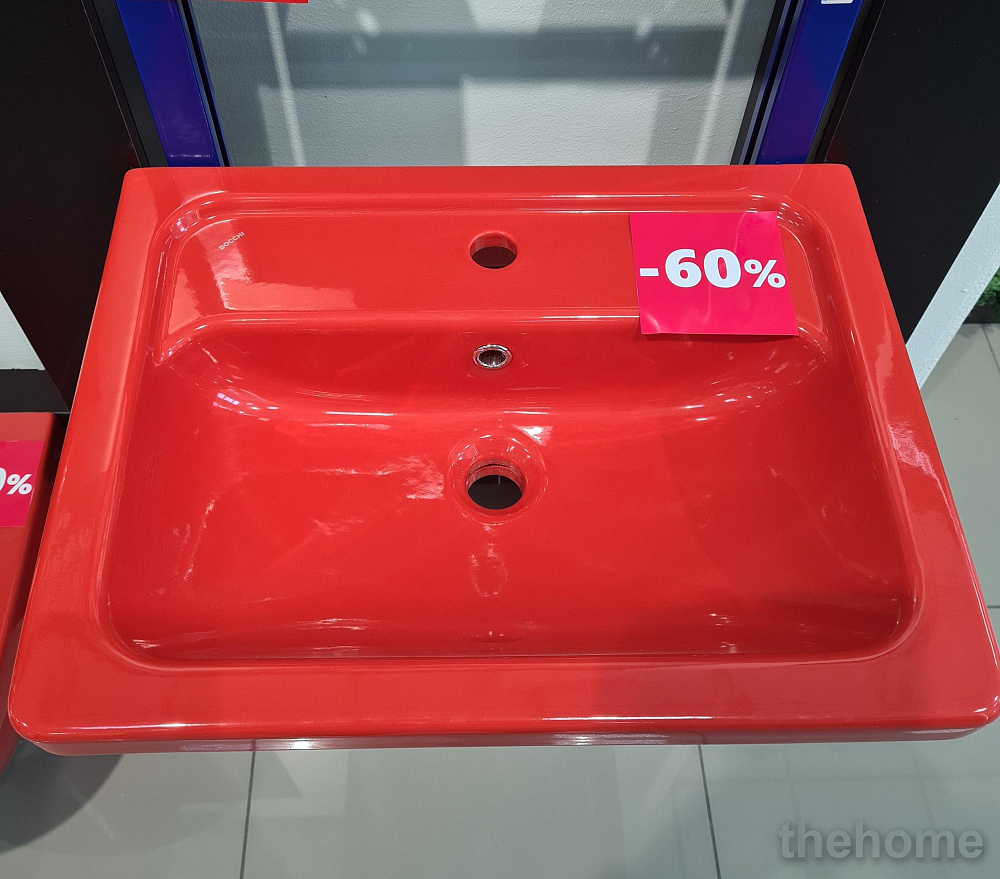 Раковина Taormina Pro накл, 57х43, 1 отв. смес, красная - 2