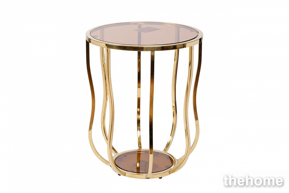 13RXET4036-GOLD Стол журнальный стекло коричн./золото d50*60см Garda Decor - TheHome