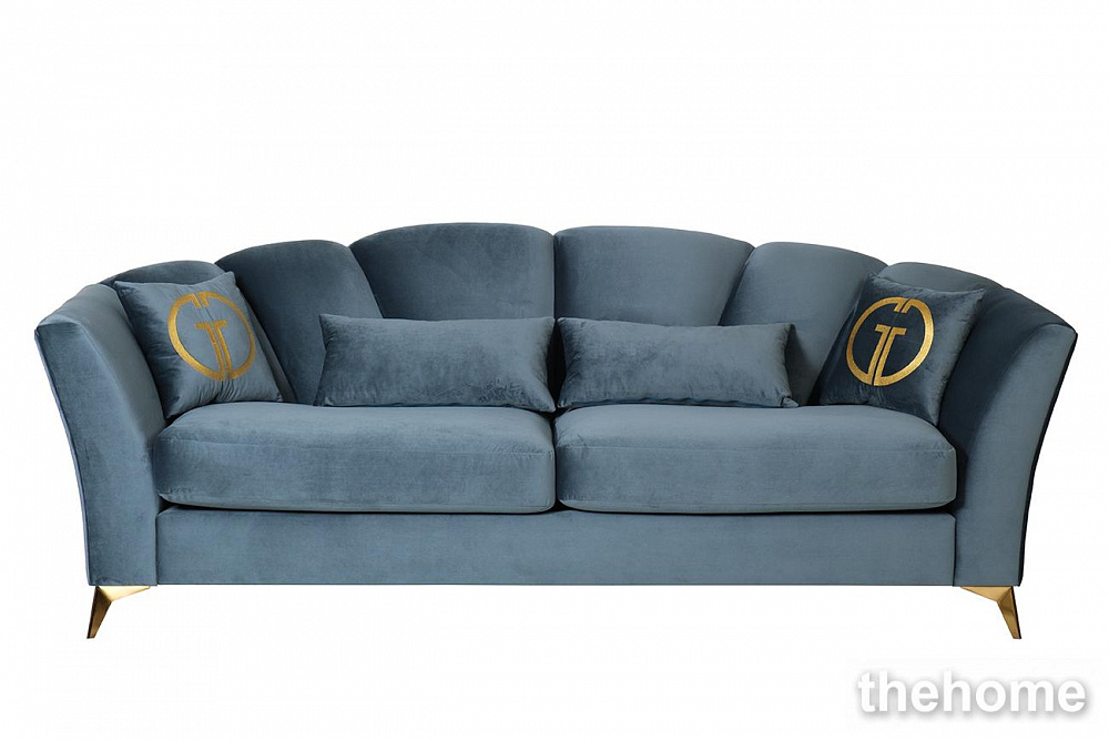 Диван Annette трехместный раскл,велюр бирюз.Riv87/зол 250*100*95 Garda Decor - TheHome