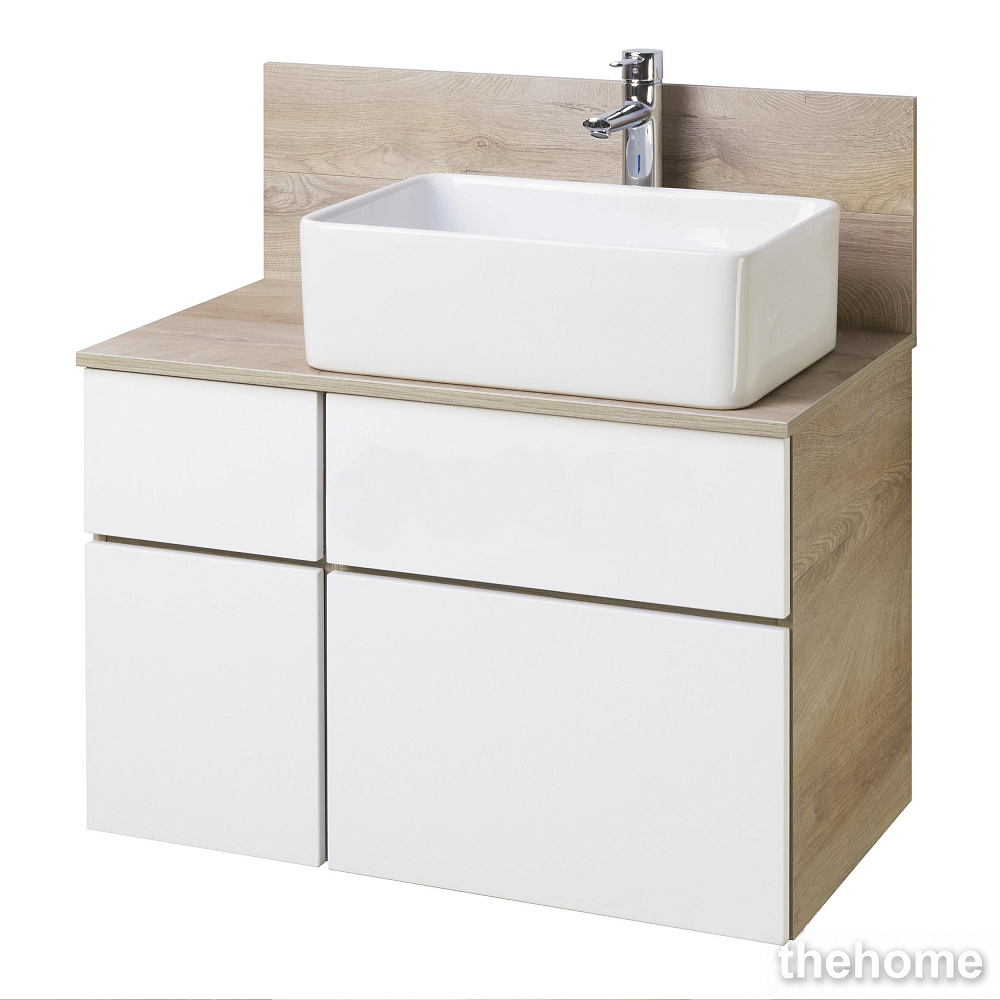 Столешница Aquaton Мишель 80 дуб эндгрейн с панелью, 1A253003MIX40 - TheHome