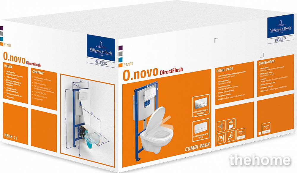 Комплект Villeroy & Boch O Novo 5660D301 с кнопкой смыва - 10
