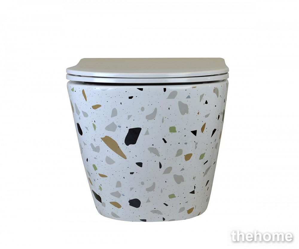 Унитаз подвесной безободковый Bronze de Luxe Terrazzo, крышка белая 2092-W - 2