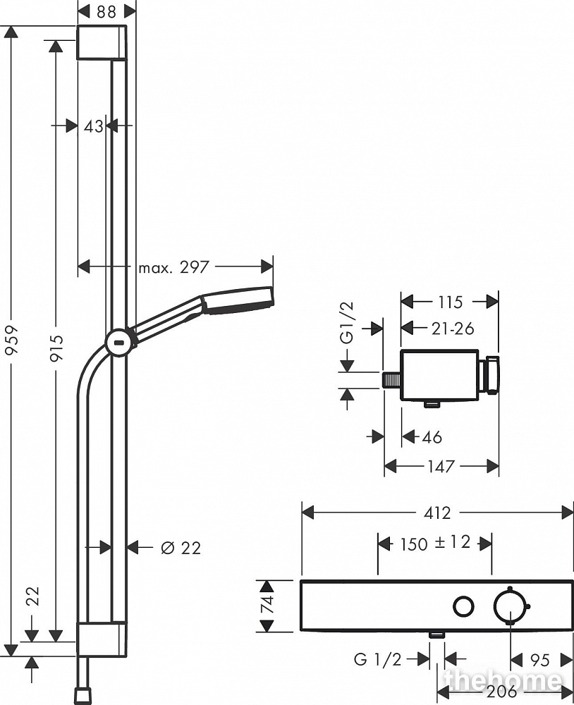 Душевой гарнитур Hansgrohe Pulsify Select S 105 3jet 24270000, хром - 2