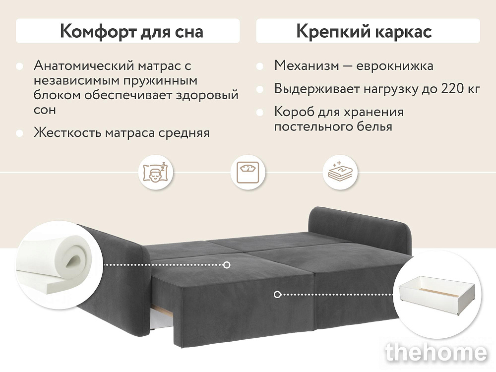 Диван прямой DeeOne Портленд-7 AAA4153004 серый - 5